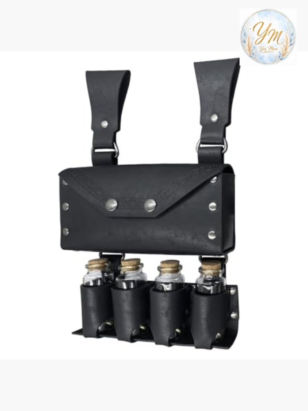Medieval Alchemy Faux Leather Belt Bag with Potion Vials, LARP Ren Faire Waist - Picture 5 of 6